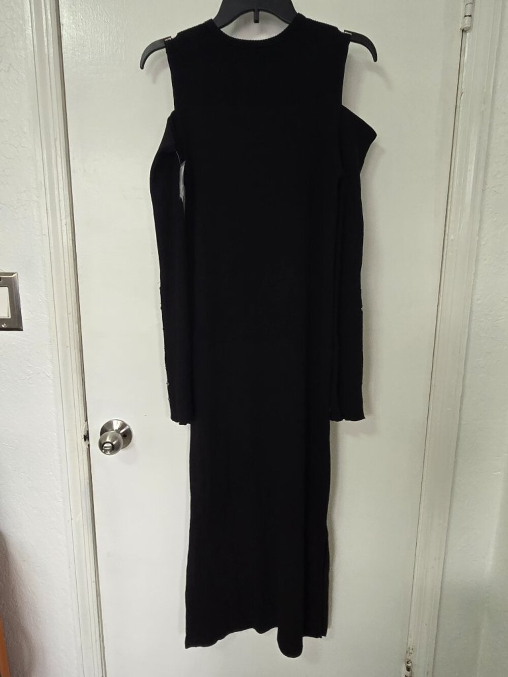 Current/Elliott The Going Steady Black Knit Cold Shoulder Maxi Dress NWT Size 3 - Picture 7 of 7